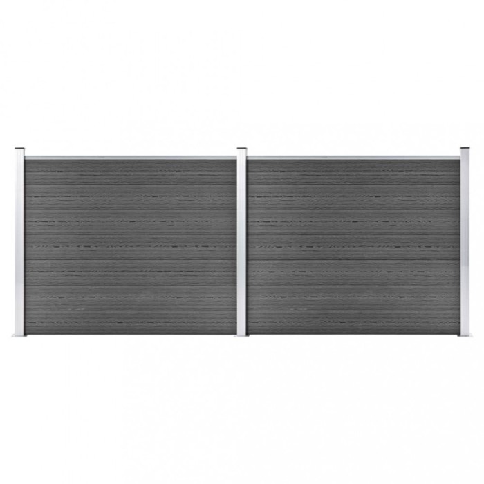 vidaXL Set panouri gard, 353x146 cm, negru, WPC