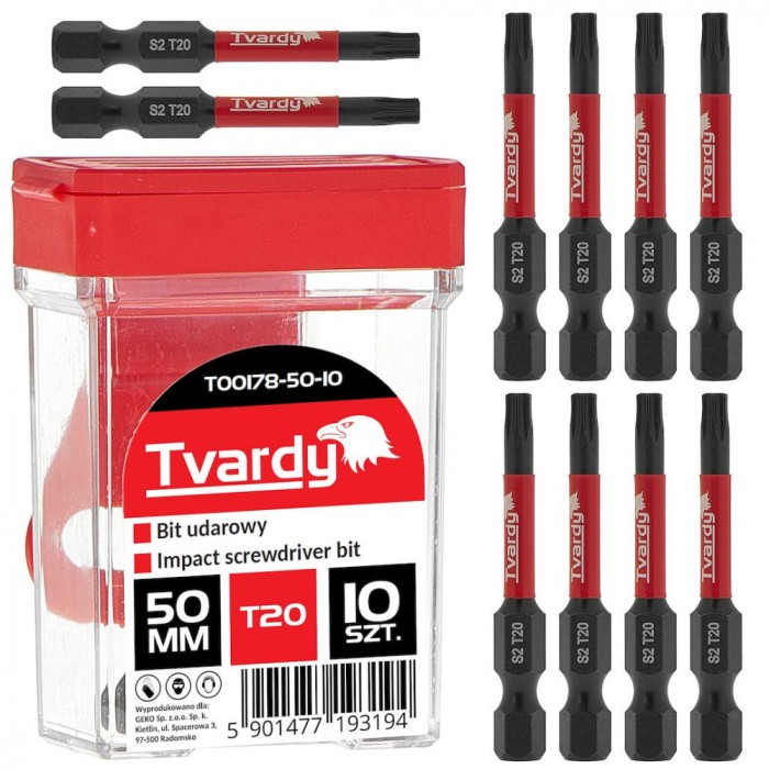 Set biti de impact T20, 50 mm S2, 10 bucati, Tvardy T00178-50-10