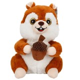 Jucarie de plus, Puffy Friends, Veverita cu ghinda, Maro inchis, 30 cm