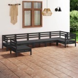 vidaXL Set mobilier de grădină, 7 piese, negru, lemn masiv de pin 3082741