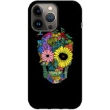 Husa compatibila cu Apple iPhone 12, iPhone 12 Pro model Flower Skull, Silicon, TPU, Viceversa