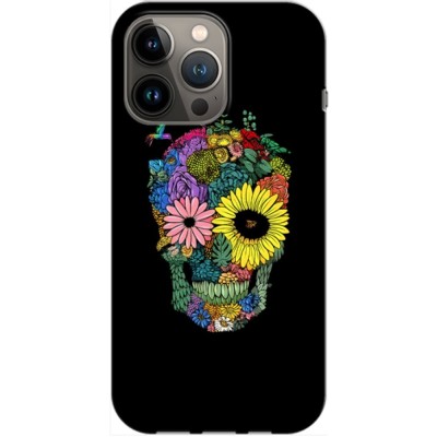 Husa compatibila cu Apple iPhone 12, iPhone 12 Pro model Flower Skull, Silicon, TPU, Viceversa foto