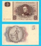 Suedia (pick 42) 5 Kronor 1960 UNC serie: QC 565428; Gustaf VI Adolf