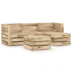 vidaXL Set mobilier de gradina, 5 piese, lemn de pin verde tratat foto
