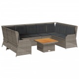Cumpara ieftin Set mobilier de gradina cu perne, 7 piese, gri, poliratan