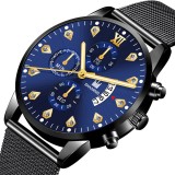 Cumpara ieftin Ceas Barbatesc Orlando Fashion Albastru, Curea Metal Negru, Quartz, Elegant, 41mm, Garantie 24 Luni