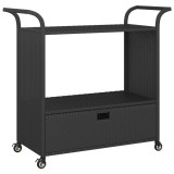 Cumpara ieftin Carucior de bar cu sertar, negru, 100x45x97 cm, poliratan