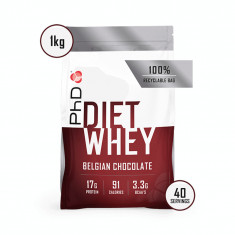 Pudra proteica cu aroma de ciocolata belgiana Diet Whey, 1kg, PhD