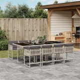 vidaXL Set mobilier grădină cu perne, 9 piese, gri deschis, poliratan