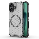 Husa transparenta iPhone 17 Asteroid GSM HoneyComb Shield MagSafe, alb