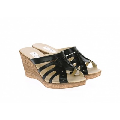 Papuci dama de vara cu platforme de 7 cm, din piele naturala, NEGRU, BOX PAP89NBOX foto