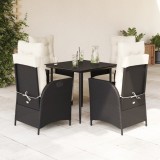 vidaXL Set mobilier de grădină cu perne, 5 piese, negru, poliratan 3213156