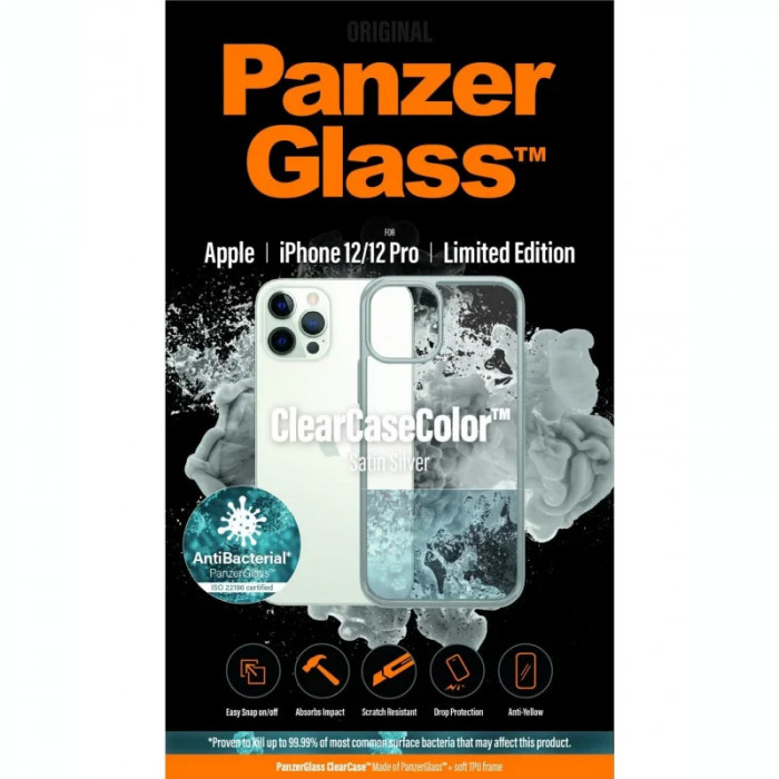 Husa Cover Panzer Clear Case pentru iPhone 12/12 Pro Silver