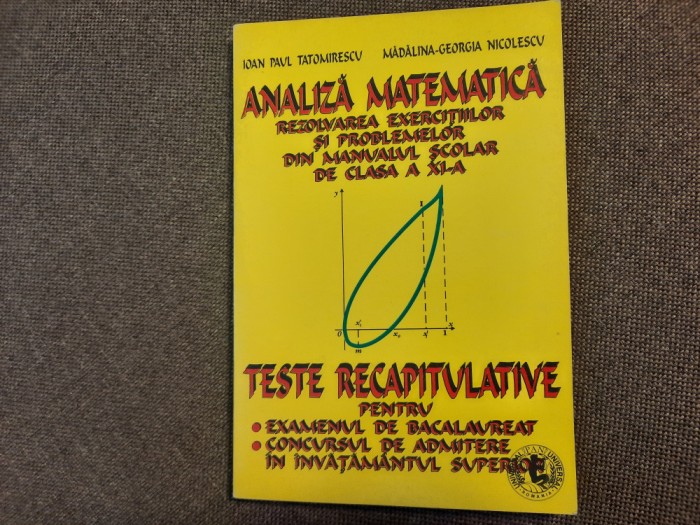 ANALIZA MATEMATICA REZOLVAREA PROBLEMELOR DIN MANUAL CLASA A XI TESTE MADALINA