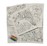 Set de Colorat Printesa Sirena, 5 foi de desenat, 4 carioci colorate