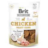Brit Jerky Chicken with Insect Meaty Coins, recompense c&acirc;ini, Rondele carne Pui cu Insecte, 80g