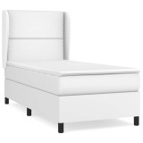 Cumpara ieftin Pat box spring cu saltea, alb, 100x200 cm, piele ecologica