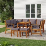 VidaXL Set mobilier de grădină cu perne, 9 piese, lemn masiv de acacia