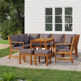 Set mobilier de gradina cu perne, 9 piese, lemn masiv de acacia GartenMobel Dekor, vidaXL