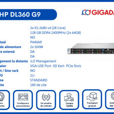 HP DL360 G9 2x E5-2680 v4 128GB P440AR 2x PS Server 6 Luni Garantie