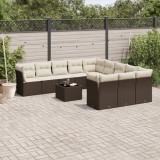 Gossi set canapele de gradina cu perne, 12 piese, maro, poliratan
