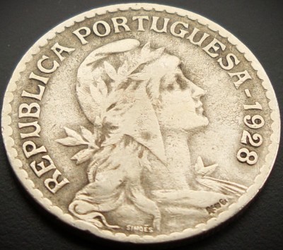 Moneda istorica 1 ESCUDO - PORTUGALIA, anul 1928 * cod 4531 foto
