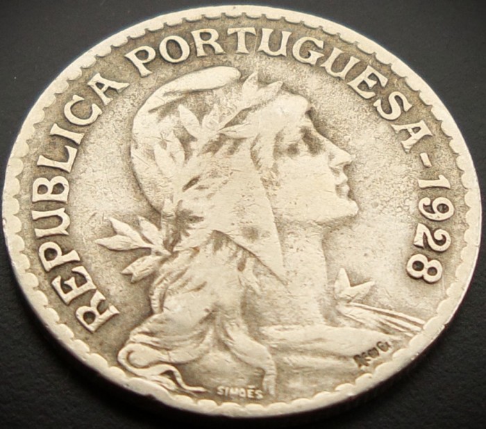 Moneda istorica 1 ESCUDO - PORTUGALIA, anul 1928 * cod 4531