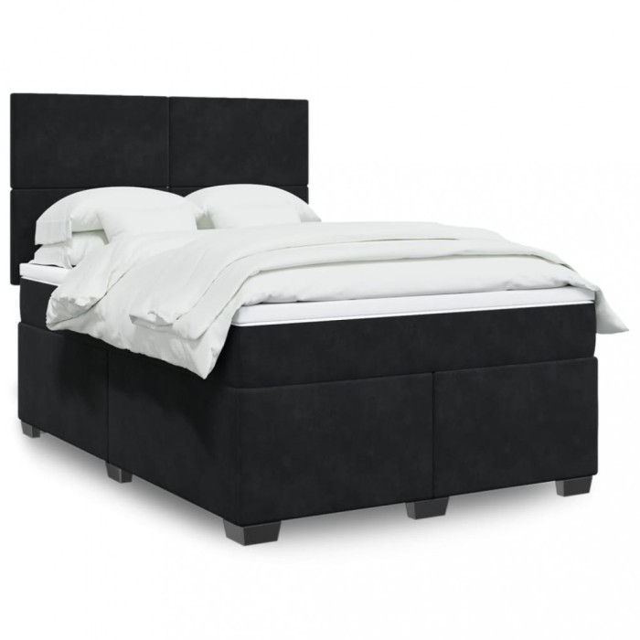vidaXL Pat box spring cu saltea, negru, 140x190 cm, catifea 3290902