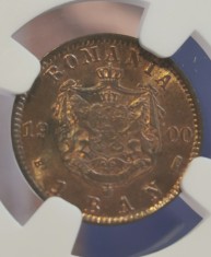Romania Moneda 1 Ban 1900 NGC MS64 RB foto