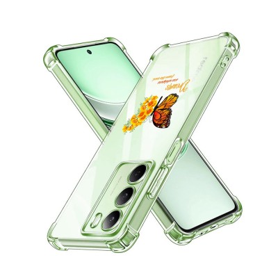 Husa antisoc pentru realme 14x - airbag tpu, col&amp;Egrave;uri ranforsate- butterfly galben foto