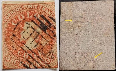 Chile,1865, Scott 14, filigran &amp;quot;d&amp;quot;,deplasat foto