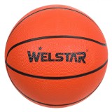 Minge Baschet Copii Welstar Rubber Nr. 3, Negru/Portocaliu. Minge Mini Baschet, Diametru 17.8 cm. Minge Baschet Cauciuc