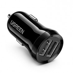 Ugreen 2x încărcător auto dublu USB 24W 4.8A - negru (50875)
