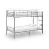 Pat supraetajat metalic vidaXL, 90 x 200 cm, gri, cu scara si balustrade de siguranta