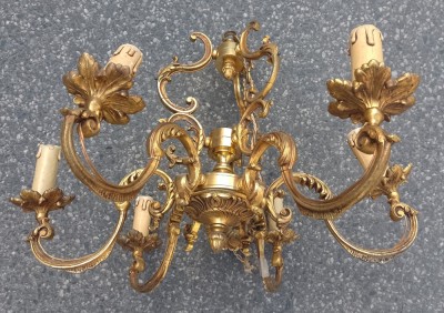 Un superb candelabru din bronz masiv cu 6 brațe in stilul Rococo foto