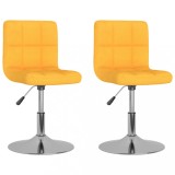 Scaune de bucatarie pivotante, 2 buc., galben, textil