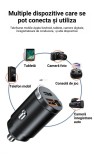 Incarcator auto, PRESTIGE CHARGE&reg;, hidden design, SuperFastCharge 100W, USB-A 100W + USB Tip C PD 15W incarcare rapida, compatibil Apple, Samsung, Hua