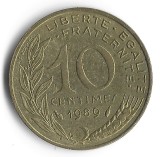 Moneda Franța 10 centimes 1989