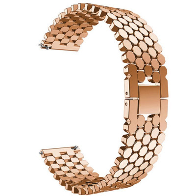 Curea din metal compatibila cu Pebble Time Classic, Telescoape QR, 22mm, Rose Gold foto