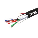 Cumpara ieftin Cablu FTP cat.5e Cupru + Sufa + 2 fire x 0,75 mm CCA multifilare de alimentare rola 305ml TED Wire Expert TED002600 BBB, Ted Electric