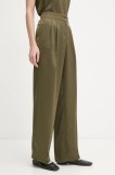 2NDDAY pantaloni Carter femei, culoarea verde, lat, high waist, 2251162279
