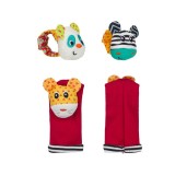 Jucarie Sosete si bratari zornaitoare, set 4 bucati, Model Animalute, ATU-085082, Textil, Oem