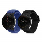 Set 2 curele kwmobile pentru Xiaomi Mi Watch Color Sport/Watch S1 Active, Nylon, Negru/Albastru, 59518.04
