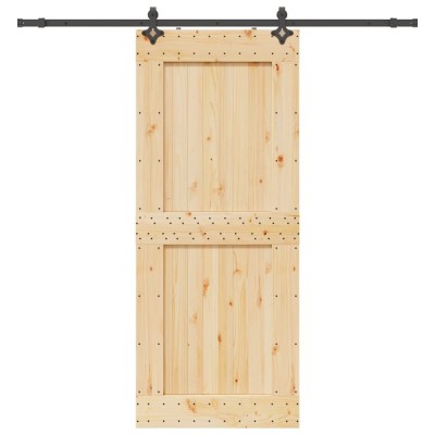 vidaXL Ușă glisantă cu set de feronerie 95x210 cm, lemn masiv de pin 3332734 foto