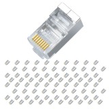 Cumpara ieftin Set 100 conectori retea RJ45 ecranati Cat6e EZ pass through pentru cablu UTP sau FTP, pini placati cu aur, carcasa metal si plastic