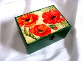 cutie lemn decorata cu maci 51136