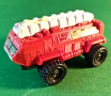 Pompieri plastic Matchbox 2012 Mattel Made in China Burger King plastic roșu vopsit cu alb, motor tracțiune spate impecabil L6.5 l 3 h 4 cm X