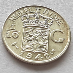 140. Moneda Indiile Olandeze 1/10 Gulden1942 - Argint 0.720