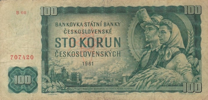 CEHOSLOVACIA 100 korun 1961 VF!!!