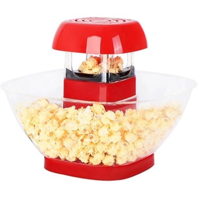 Aparat pentru facut popcorn, cu aer cald, pentru gatit fara ulei si grasimi, bol de servire deatasabil, putere 1200W, rosu
